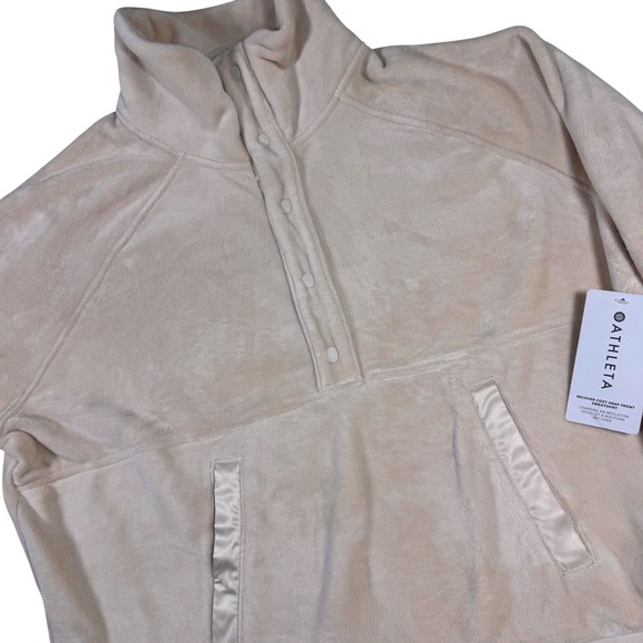 Athleta Tops - Athleta Recover Cozy Snap Front Sweatshirt Women 1X Chantilly Cream Pullover NEW
